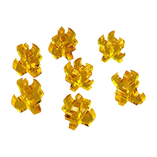 LITKO Flame Markers | for RPG & Wargames | Translucent Yellow | Small | General fire & hazard effects | Set of 7, 17mm | Multi-part 3mm acrylic | Glue assembly - color: Transparent Yellow, size: Small