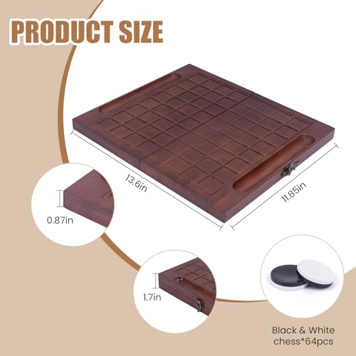 Extguds for Othello Reversi Board Game, Foldable Wooden Strategy Game with Built-in Storage, 64 Black & White Discs, Classic 2 Player Strategy Game for Family & Travel