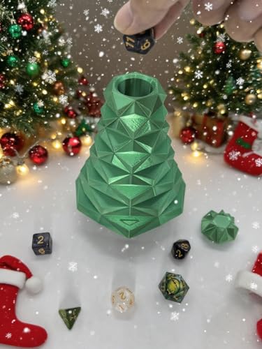 Christmas Tree Green Tree Dice Tower Dungeons and Dragons RPG abletop Roleplaying Game Jail D&D (Random 7PCS D20 Dice Set Included) Green