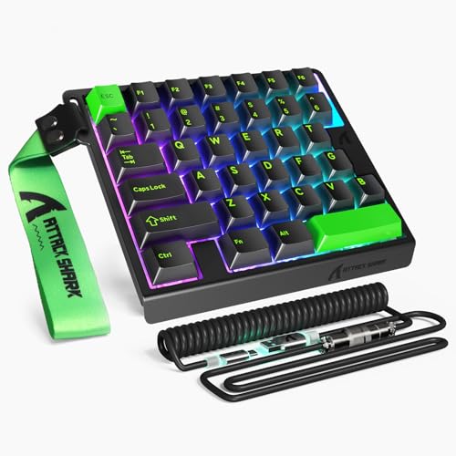 ATTACK SHARK M36 HE One-Handed Magnetic Switch Keyboard, 8000Hz Polling, Hot-Swappable, High-Precision 0.01mm, 36 Keys Wired Keypad with RGB Backlit, C01 Ultra Led Aviator Cable-Green - color: Fluorescent Green