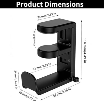 Under Desk Headphone Hanger & Cable Clip, Adjustable Clamp On Headset Stand Holder 360 Swivel, Gaming Setup Accessories for PC Gamers, Multi-Purpose Hook for Bags & Office Organization