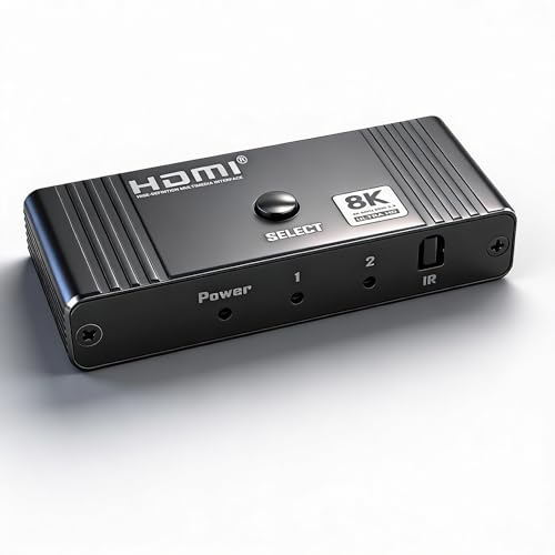 HDMI 2.1 Bi-Directional AB Switch 8K60Hz 2X1 HDMI Switcher with Remote Control Compatible with Laptops PC Xbox Series PS5 / PS4 Projector and More