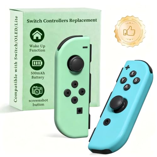 hamgader Upgrade Rechargeable Switch Controller for Switch/OLED/Lite, Replacement Switch Controllers Switch Controllers Support Sports Screenshot/Wake-up/Dual Vibration/Motion Control (Blue Green)