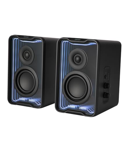Edifier QR30 RGB Light Desktop Computer Gaming Speakers, 30W RMS, Black | Bluetooth 5.4 Multipoint, Wireless Bookshelf Speaker, 3.5mm AUX & USB-A Wired Inputs, Silk Tweeter, Gaming Desktop Design - color: Black