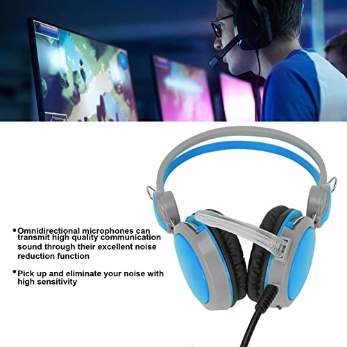 Noise Cancelling Gaming Headphones Clear Sound and Microphone for Computer Players (Blue) - color: Blue