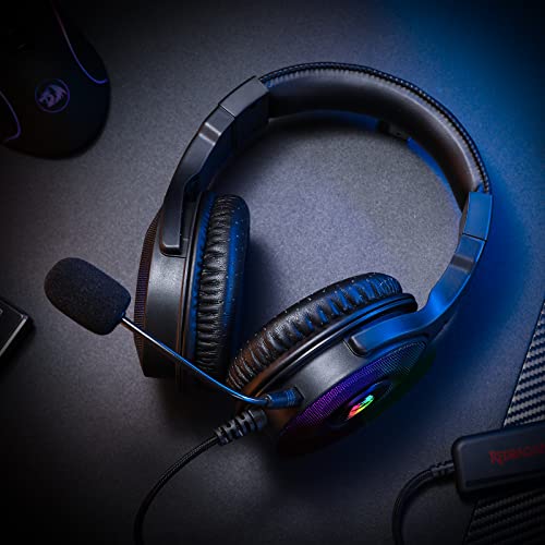 Redragon H350 RGB Wired Gaming Headset, Dynamic RGB Backlight - Stereo Surround-Sound - 50MM Drivers - Detachable Microphone, Over-Ear Headphones Works for PC/PS4/XBOX One/NS - color: Black