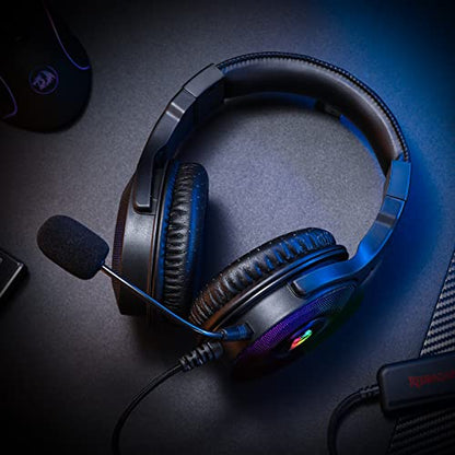 Redragon H350 RGB Wired Gaming Headset, Dynamic RGB Backlight - Stereo Surround-Sound - 50MM Drivers - Detachable Microphone, Over-Ear Headphones Works for PC/PS4/XBOX One/NS - color: Black