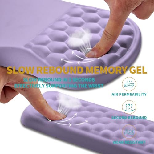 Hokafenle 2 in 1 Ergonomic Mouse Pad Wrist Support & Wrist Rest for Computer Keyboard Set, with Relieve Carpal Tunnel Pain Massage Bulge and Full Memory Gel Design (2In1 Set, Lavender) - color: Hk017-lavender