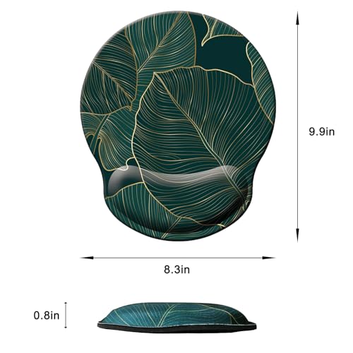 Mouse Pad with Wrist Support, Ergonomic Mouse Pad with Memory Foam Wrist Rest Cushion, Non-Slip Rubber Base Gaming Mice Pad for Home Office Computer Laptop, Green Leaves - color: Green leaves