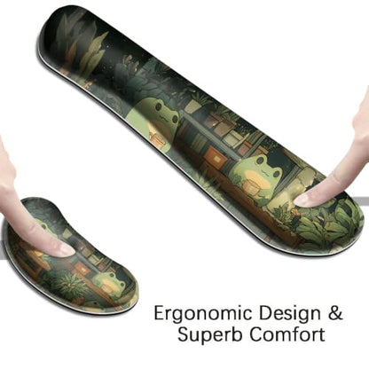 Desk Mat, Large Gaming Mouse Pad with Wrist Rest, 4 in1 XXL Mouse pad+Keyboard Wrist Rest+Mouse Pad Wrist Support+Cup Coaster Set, Ergonomic Desk Pad for Home Office,Cute Frog - color: 91