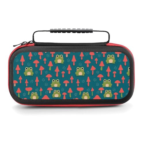 AoHanan Switch Game Case with 20 Games Cartridges Hard Shell Travel Protection Storage for Console & Accessories - color: Frog And Mushrooms