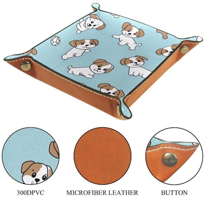 Dice Trays Dogs Holder Storage Box for Dice Games Like RPG DND, Leather Dice Holder Portable Folding Rolling Dice Tray, 16x16cm - color: Multi 1
