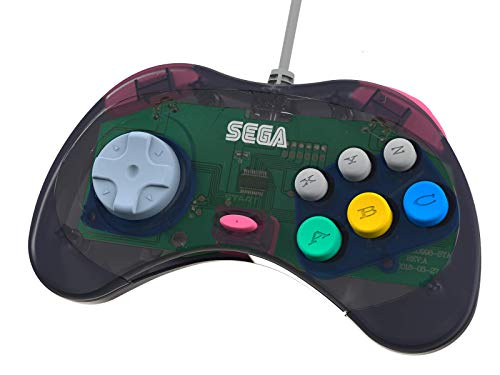 Retro-Bit Official Sega Saturn USB Controller Pad for Sega Genesis Mini, PC, Mac, Steam, Switch - USB Port (Slate Gray) - color: Slate Grey