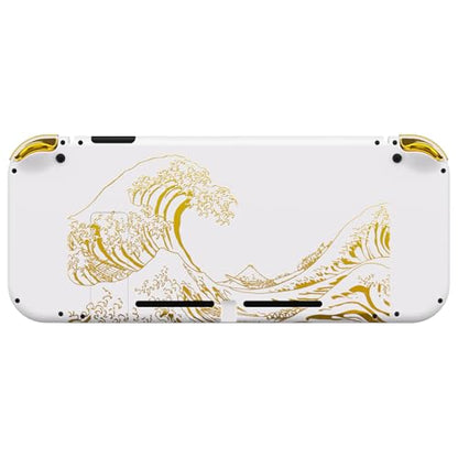eXtremeRate DIY Replacement Shell Buttons for Nintendo Switch, Back Plate for Switch Console, Housing with Full Set Buttons for Joycon Handheld Controller - The Great Golden Wave Off Kanagawa - White - color: The Great Wave Off Kanagawa - White