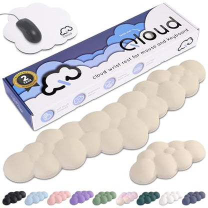 Cloud Keyboard Wrist Rest – Create-ables Qloud Cloud Wrist Rest for Computer Keyboard and Mouse, Ergonomic Memory Foam Wrist Pad with Non-Slip Base, Includes Cloud Mouse Pad – Beige - color: 04 Nude Beige
