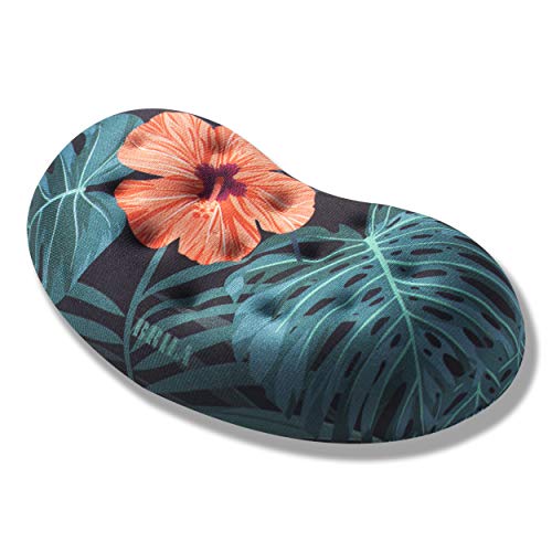 BRILA Ergonomic Memory Foam Mouse Wrist Rest Support Pad Cushion for Computer, Laptop, Office Work, PC Gaming - Massage Holes Design - Wrist Pain Relieve (Floral Leaves) - color: Floral Mouse Wrist Rest
