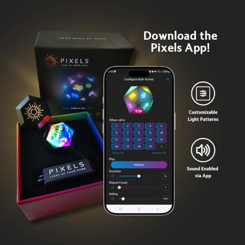Electronic Dice - D20 (Aurora Sky) - RGB Polyhedral Dice, App-Controlled Light Patterns & Audio, Wireless Charging, Resin, VTT Connectable via Bluetooth, for Role Playing Games Like DND! - color: Aurora Sky
