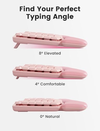 Pink Wireless Keyboard and Mouse Combo, Ergonomic Wave, 30dB Quiet, MA41 - color: Pink