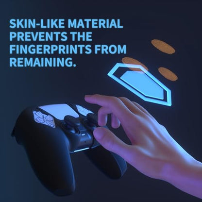 PlayVital Upgraded Pure Series Dockable Anti-Slip Silicone Cover Skin for ps5 Controller, Soft Rubber Grip Case for ps5 Wireless Controller Fits with Charging Station with 6 Thumb Grip Caps - Black - color: Black Upgraded