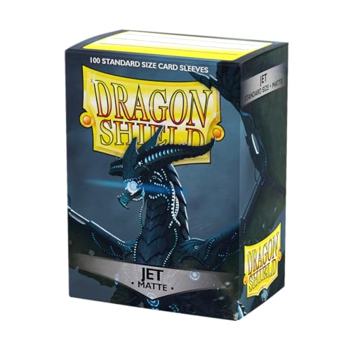 Dragon Shield | Standard Size Card Matte Sleeves | 100 CT - Smooth & Tough Premium TCG Sleeves | Compatible with Pokemon, Flesh & Blood, One Piece & Magic the Gathering | Jet - color: Jet