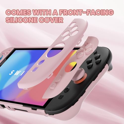 PlayVital Protective Case for Nintendo Switch 2 - Cute Dockable Hard Case Shell for Switch 2 with Thumb Grip & Sticker & Button Caps, Anti-Scratch & Shockproof Cover Skin - Cherry Blossoms Pink - color: Cherry Blossoms Pink