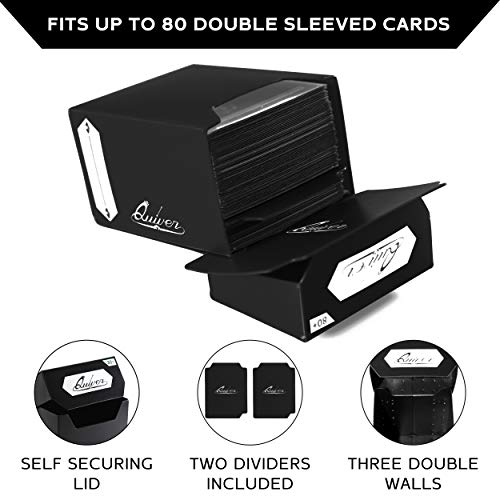 Quiver Time 5 Deck Boxes 80+ & 500 Artemis Mixed Sleeves Bundle | 5 deck boxes 80+ with 2 dividers each and 500 Artemis mixed sleeves (66 x 93 mm), for MTG and TCG - color: White, Black, Blue, Red & Green, size: 80+ (with sleeves)