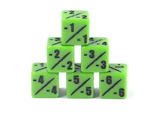 Premium MTG -1/-1 Counter Dice Set D6 with D10 Poison Spin Down - Venom Green - Hedral - Magic: The Gathering TCG CCG Wither Infect
