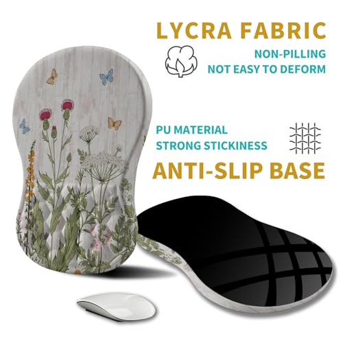 Hokafenle Ergonomic Mouse Pad Wrist Support, Wrist Rest Mousepad for Carpal Tunnel Pain Relief with Integrated Memory Foam Slope Massage Bulge (11.8x7.9 inch,Garden Flowers - color: KM27-Garden Flowers
