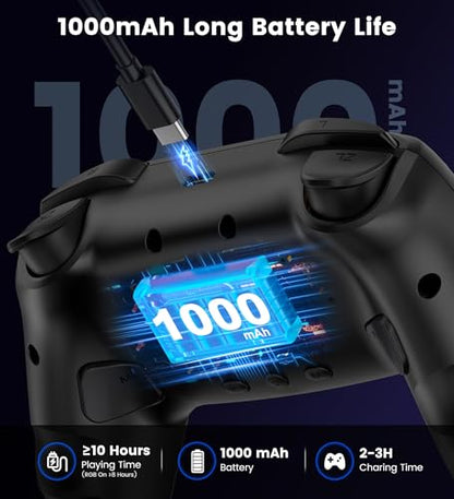 AIfasterfly PC Controller with Holder, Wireless Bluetooth Controller, 1000mAh Battery, with Hall Effect Joysticks & Triggers, No Dead Zone, No Stick Drift, Controller for PC, Switch, iOS and Android
