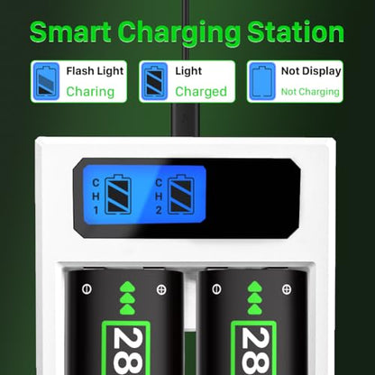 Battery Pack Charger for Xbox One, Equipped with 4 x 2800mAh Rechargeable Batteries and USB-C Charger Station,High Performance Battery Compatible with Xbox Series X|S, Xbox One S/X/Elite Controller