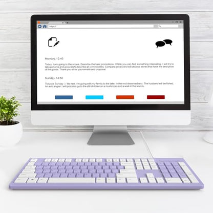 COLIKES Wired Keyboard, Ultra-Thin USB Wired Computer Keyboard, Low-Profile Keys, Spill-Resistant, Multimedia Keys, Compatible with Windows, Mac, Chrome, Linux, and Android-Purple - color: Purple