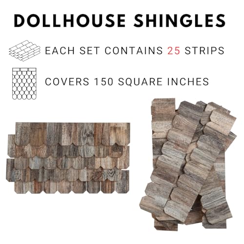 Dollhouse Wooden Roof Shingles, Set of 25 Strips, REDUCIO! (Rustic Timber) - color: Rustic Timber