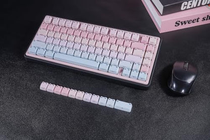 ZORNHER UR82 Wireless Mechanical Keyboard,75% Creamy Keyboard with Cute Cat-Ear Shine Through Keycaps, Hot-Swappable RGB Gaming Keyboard for Windows/Mac, BT/2.4G/USB-C,Bubble Cat Pink Blue - color: Bubble Cat