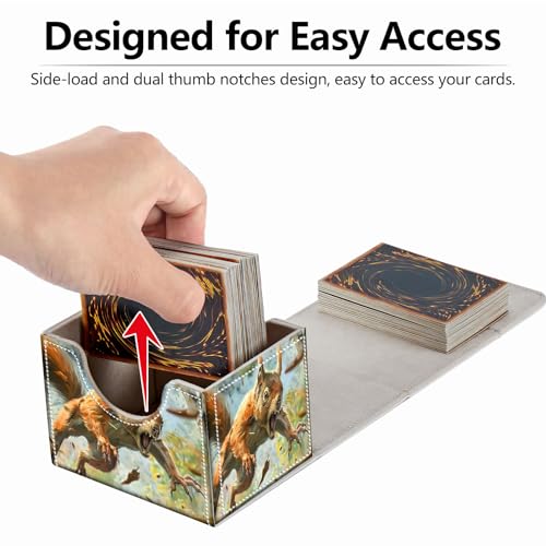 Strong Magnet Case Mtg Deck Box Tcg Up to 200 Cards Creative Pattern Trading Card Storage Box for Collectible Card Games, A Squirrel With Sharp Claws - color: A Squirrel With Sharp Claws