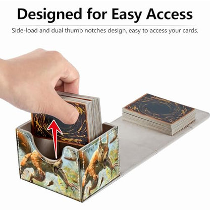 Strong Magnet Case Mtg Deck Box Tcg Up to 200 Cards Creative Pattern Trading Card Storage Box for Collectible Card Games, A Squirrel With Sharp Claws - color: A Squirrel With Sharp Claws