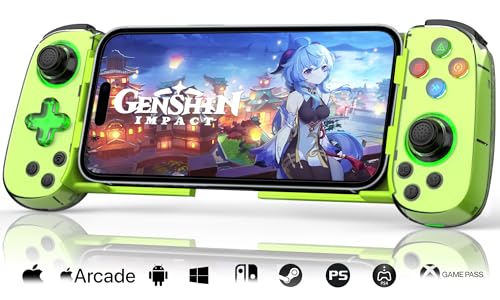Phone Game Controller for iPhone 17/Android/PC/Switch, Play COD, Genshin,Support Streaming on PS5/Xbox/PC Console, Cloud Gaming Wireless Gamepad Joystick, Turbo/6-Axis Gyro/Dual Motor, Green Light, Green - color: Green, size: D7-Green Light Version