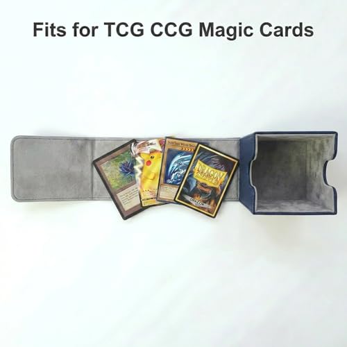 Dmoicols Vertical Deck Box Plus Version, Large Trading Card Case Fits 100+ Double Sleeved Cards, Premium Saffiano Leather TCG Storage for MTG Commander, Pokémon, TCG, CCG, Magnetic Closure-Navy Blue - color: VP Navy