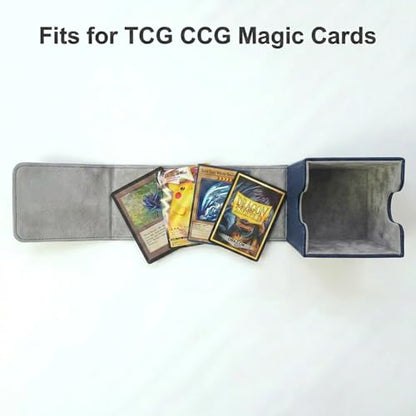 Dmoicols Vertical Deck Box Plus Version, Large Trading Card Case Fits 100+ Double Sleeved Cards, Premium Saffiano Leather TCG Storage for MTG Commander, Pokémon, TCG, CCG, Magnetic Closure-Navy Blue - color: VP Navy
