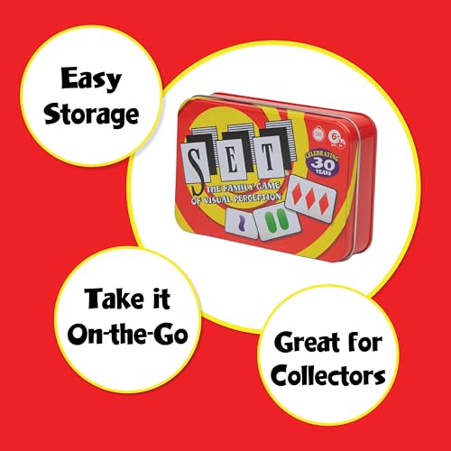 SET Card Games for Kids, Collectors Tin, Matching Game, Learning Games, 6+ | Collectors Tin, Award Winning, Family Game Night, Travel Games, Playing Cards Screen-Free, Memory Game - style: Set