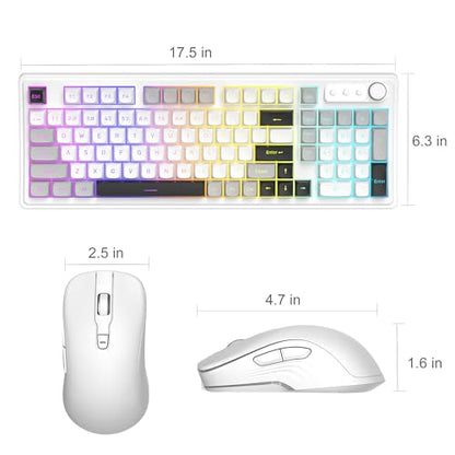 MageGee V990 Creamy Wireless Keyboard and Mouse Combo, 99 Keys RGB Backlit Rechargeable Quiet Gaming Keyboard, Adjustable Optical Mouse, with Number Pad, Keyboards Set for Desktop, Laptop, PC(White) - color: White
