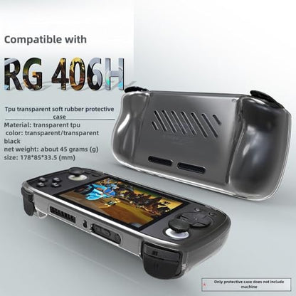 Walieoka Protective Case Compatible with RG406H Retro Handheld Game Console,TPU Protective Cover Game Console with Ergonomic Grip - Anti-Collision and Non-Slip (Transparent Black) - color: Transparent Black