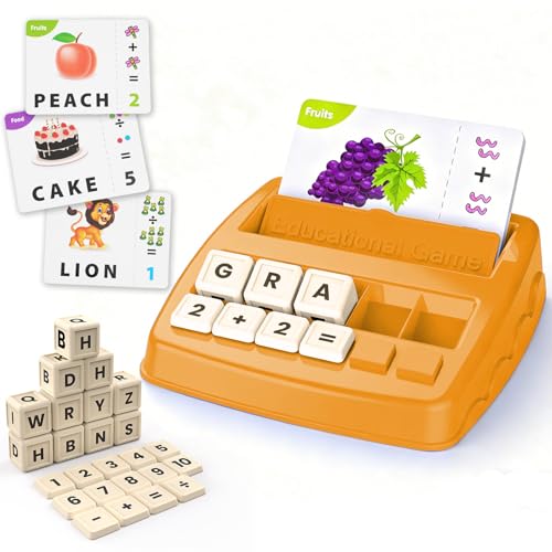 Educational Toys for Kids Ages 3-8, Matching Letter Spelling Game ABC Math Learning, Xmas Birthday Party Gifts for 3 4 5 6 7 8 Year Olds Boys and Girls Yellow - color: Yellow