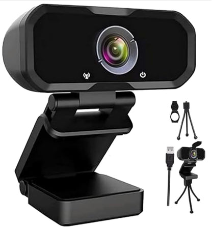 Webcam 1080p HD Computer Camera Microphone Laptop USB PC Webcam | with Tripod Stand, 110 Degree Live Streaming Widescreen Recording Pro Video Web Camera for Calling, Conferencing , Switch 2