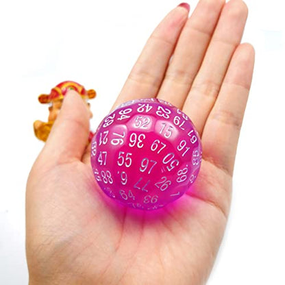 Bescon Translucent Polyhedral Dice 100 Sides, Transparent D100 die, 100 Sided Cube, D100 Game Dice,100-Sided Cube of Purple - color: Translucent Purple