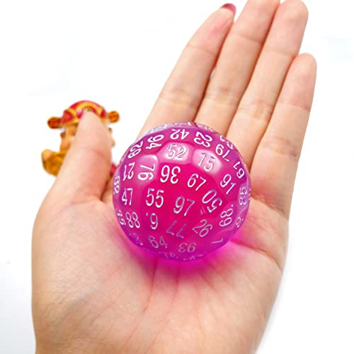 Bescon Translucent Polyhedral Dice 100 Sides, Transparent D100 die, 100 Sided Cube, D100 Game Dice,100-Sided Cube of Purple - color: Translucent Purple