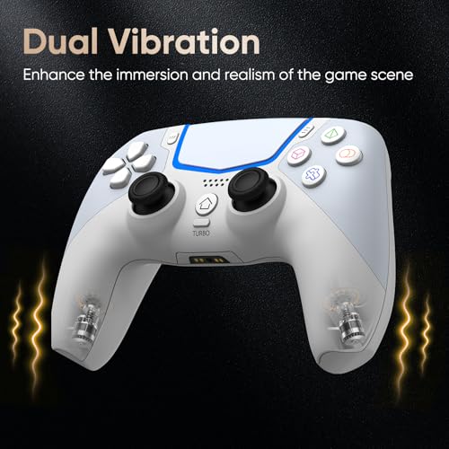BETMI Wireless Controller for PS-5/Pro/Slim/PC, Hall Joysticks(Off-White) | Bluetooth Gaming Controller with LED Channel Light/Turbo/6Axis Gyro/Dual Vibration/Touchpad/3.5mm Audio Jack/Speaker Function