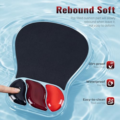 Ospelelf Mouse Pad with Wrist Rest Set Gel Ergonomic Keyboard Wrist Support Anti-Slip Rubber Bottom Office Women Desk Accessories for Computer, Laptop and Gaming, Black and Red - color: Black and Red, style: Keyboard Rest + Mouse Rest + Coaster