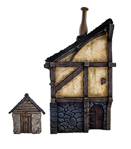 War World Gaming Fantasy Village Set of 4 Houses – 28mm Heroic Scale Wargaming Terrain Model Diorama Scenery Wargame Tabletop Medieval Battle Wargame Battleboard
