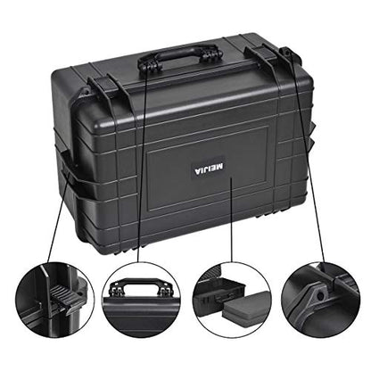 MEIJIA All Weather Waterproof Hard Camera Case,Hard Case with Customizable Fit Foam,Fit Use of Drones,Camera,Equipments,Pistols,Elegant Black (Black, 24.01"x16.92"X12.2") - size: 24.01"x16.92"X12.2"