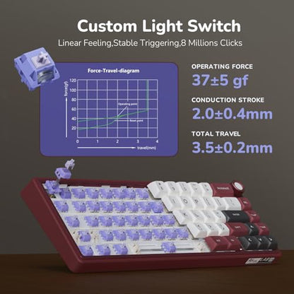 RK ROYAL KLUDGE R65 Wired Mechanical Keyboard with Volume Knob, 60% Percent RGB Backlit Gaming Keyboard Gasket Mount with PBT Keycaps, MDA Profile, QMK/VIA, 66 Keys Hot Swappable Light Switch, Red - color: Red